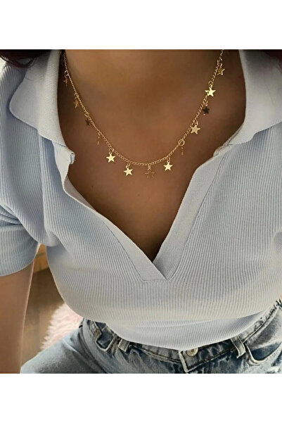 Genel Markalar Altın Renk Çoklu Yıldız Kolye