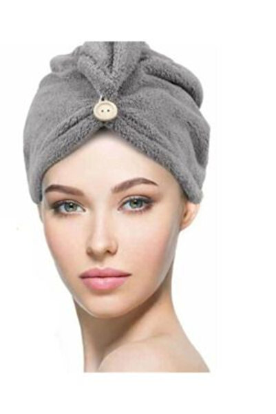 CLEAN HOUSE (1 ШТ.) Сірий мікрофібровий рушник для волосся, гребінець для волосся, для ванної та після моря