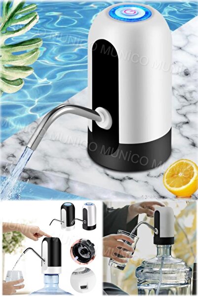 Munico Elektrikli Su Sebili Pompası Otomatik Su Şişesi Pompası USB Şarj Su Po...