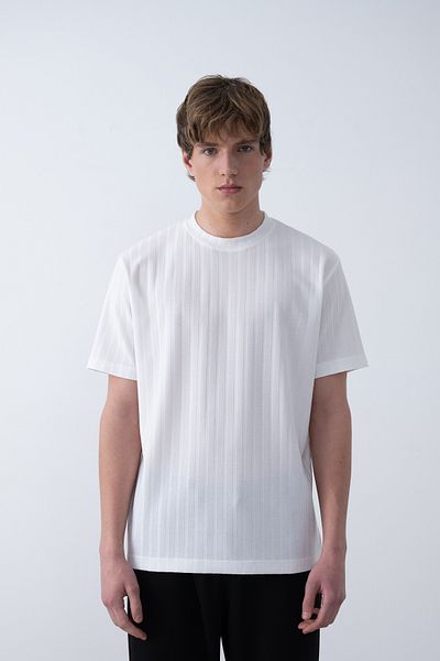 İLKCET MODA Ανδρικό μπλουζάκι Oversize με λεπτές όρθιες ρίγες