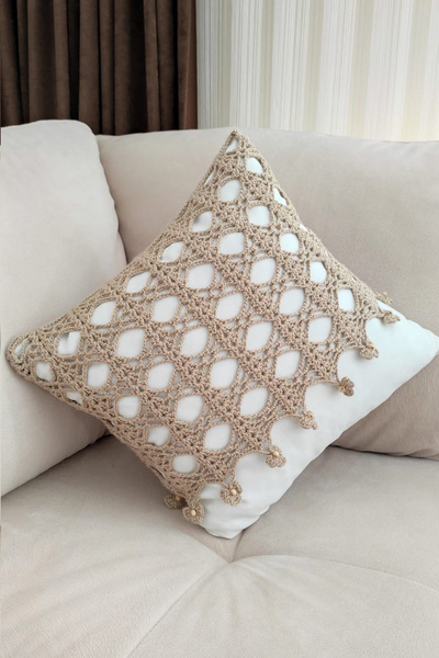 nftart.design وسادة مزخرفة متماسكة وغطاء وسادة رمي مع غطاء من القماش الأبيض