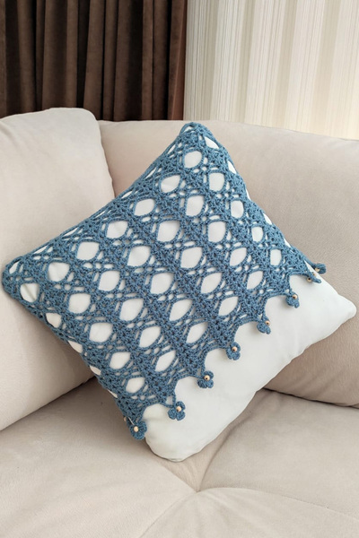 nftart.design وسادة مزخرفة متماسكة وغطاء وسادة رمي مع غطاء من القماش الأبيض