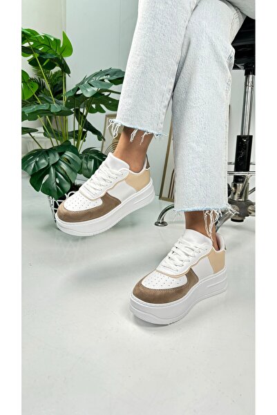 Nstil Γυναικεία αθλητικά παπούτσια Mink Nude - Άνετα αθλητικά παπούτσια με ψηλή σόλα με κορδόνια 451