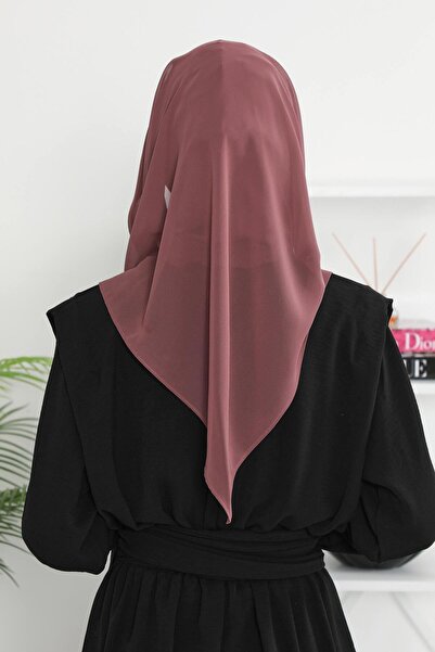 Aisha's Design Penye İç Boneli Şifon Şal,PS-45,Gül Kurusu - Koyu Kahve