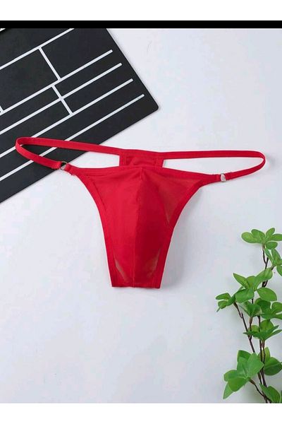 Shimmer Look Men's Red Tulle Thong Underwear