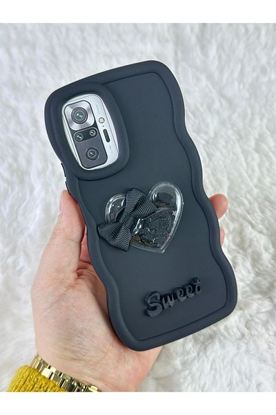 Vip Case Xiaomi Redmi Note 10 Pro - حافظة سويتي مموجة فضية مع تفاصيل شريط قلب ملون