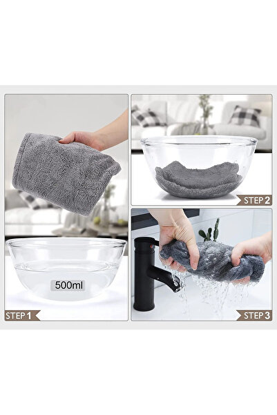 CLEAN HOUSE (1 ШТ.) Сірий мікрофібровий рушник для волосся, гребінець для волосся, для ванної та після моря