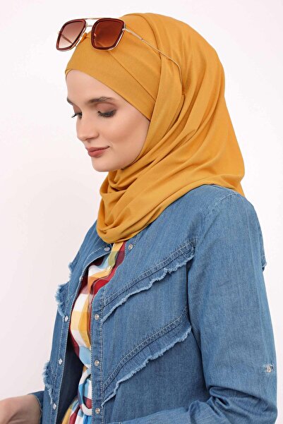 Aisha's Design Πρακτικό χτενισμένο σάλι με χιαστί βελονιά, CPS-31, μουστάρδα