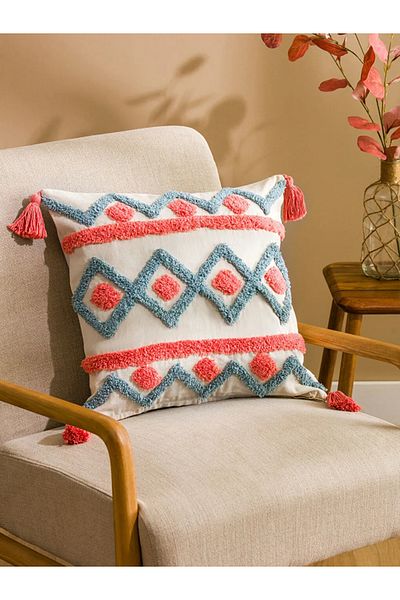 LC Waikiki LCW HOME 45x45 Cm Husă de pernă cu smocuri bej - T T