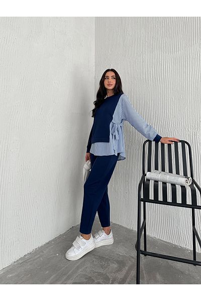 badibadii Modal Woven Fabric Line Detailed Double Set