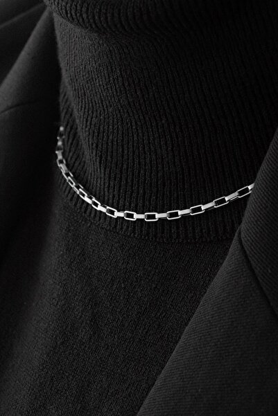 ByFlorya Jewelry قلادة سلسلة مستطيلة من الفولاذ غير مشوهة بطول 3 مم قابل للتعديل