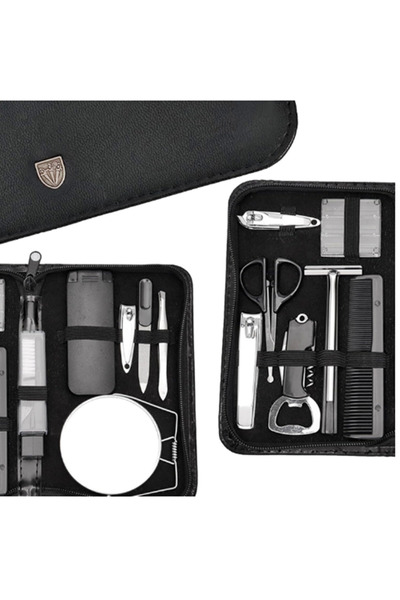 Arzu Güzel Cosmetics Erkek İçin 13'lü Seyahat Boy Deri Çantalı Bakım Set Tırn...