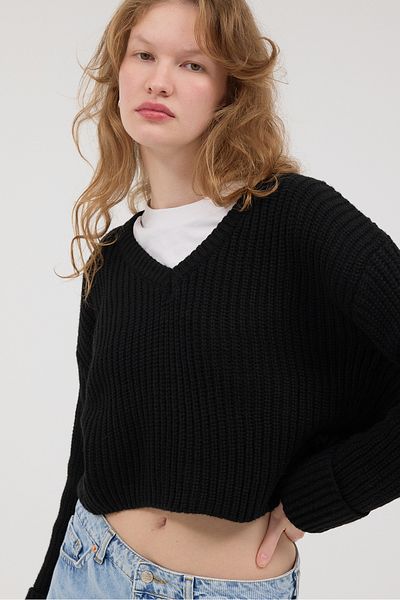 Addax V-Neck Fold Sleeve Knitwear Sweater