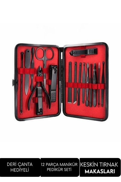 teknotrust Professional Hairdressers - 17 Piece Multifunctional Manicure and Pedicure Nail Set with Bag Gift