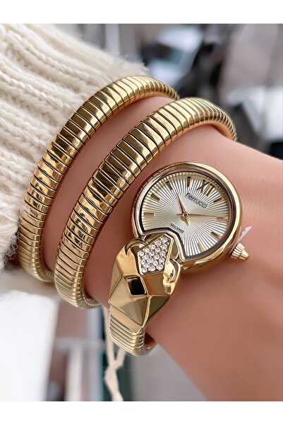 Ferrucci Steel Cord Stone Detail Snake Model Women's Wristwatch with 2 Years ...