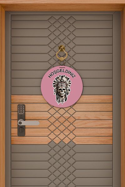 Rugmood Modern Door Ornament Pink Floor Skull Native American Outdoor Door Ornament