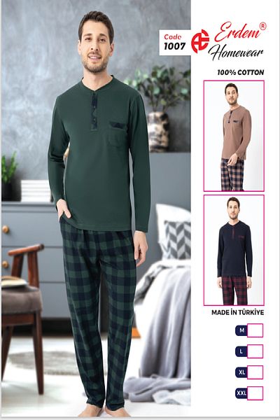 Erdem Men's Plaid Personality Pajama Set - Dfn1007