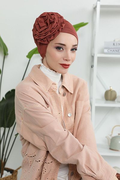 Aisha's Design غطاء رأس من القطن الممشط باللون الوردي - موديل B-21