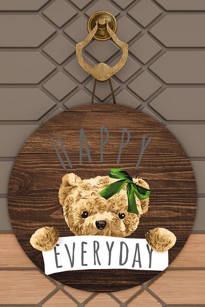Rugmood Μοντέρνο Στολίδι Πόρτας Ξύλινο Δάπεδο Happy Everyday Στολίδι Εξωτερικής Πόρτας