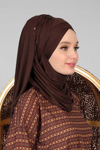 Aisha's Design شال قطني ممشط عملي - زخرفة أمامية متقاطعة ورباط، cps-45، cps-45