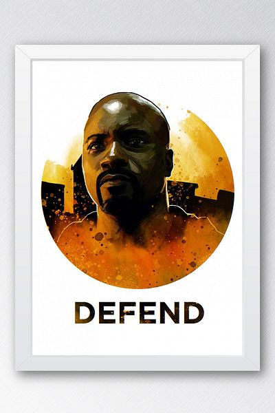 Saturn Pictură înrămate Luke Cage - Poster de desene animate Defenders Marvel