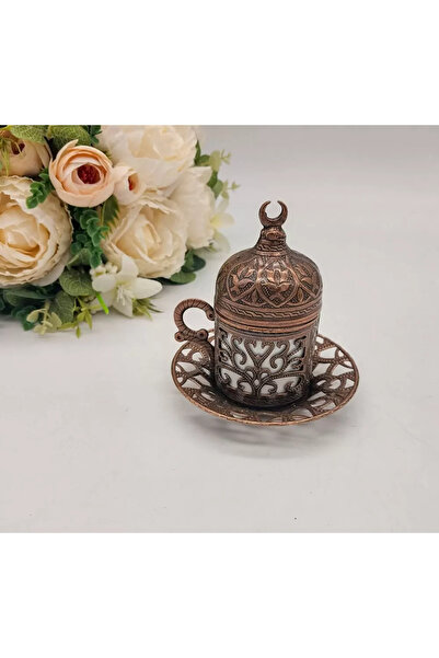 veral Ottoman Tulip Motif Single Coffee Cup - Copper