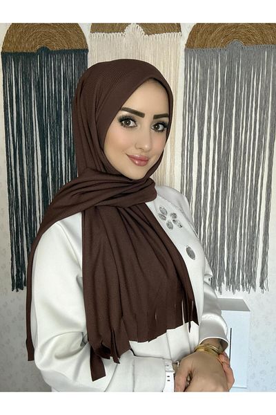 OykumBone Brown Pleated Ready-Made Shawl