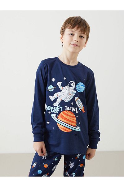 LC Waikiki Crew Neck Male Child Pajamas Set S50056Z4Nvy
