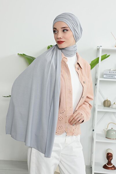 Ayşe Tasarım Σάλι με χτενισμένο βαμβακερό κορδόνι, BT-1, Γκρι 2