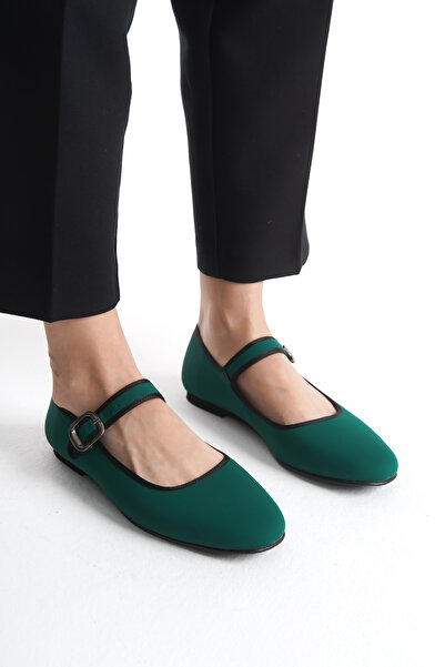 MARSEDO Laura Green Oval Toe Casual Women's Ballerinas - Banded