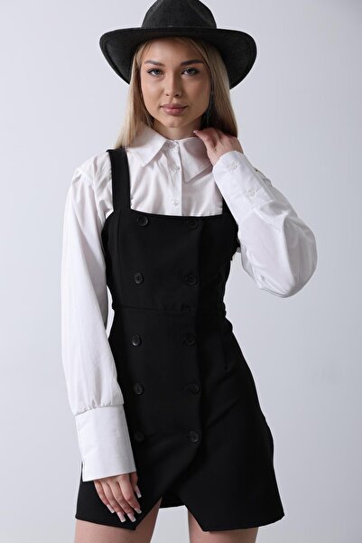 Le Savu SHILSEE ΓΥΝΑΙΚΕΙΟ ΦΟΡΕΜΑ ΣΕ ΜΑΥΡΟ ΧΡΩΜΑ ΤΥΠΟΥ SHIRT-STYLE