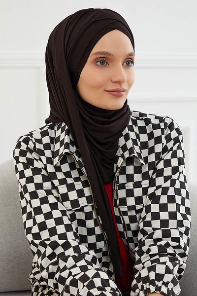 Aisha's Design شال قطني ممشط عملي - زخرفة أمامية متقاطعة ورباط، cps-45، cps-45