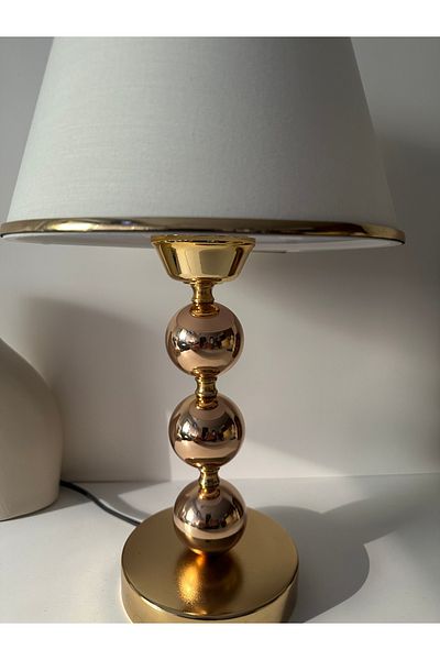 EvLight Avant-Garde Gold Detailed Cream Metal Lampshade