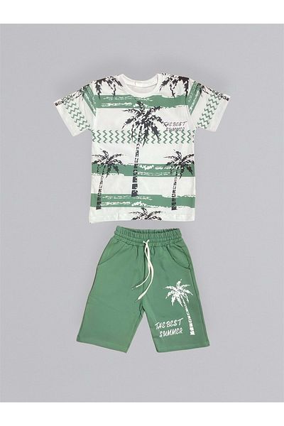 Mnk Baby&Kids Boy's Set - Printed T-Shirt and Shorts M00715, Dark Green