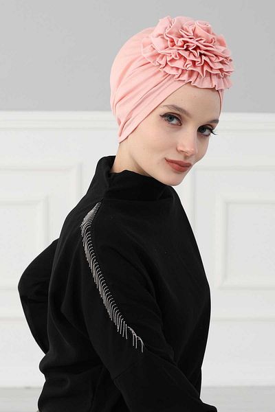 Aisha's Design غطاء رأس من القطن الممشط باللون الوردي - موديل B-21