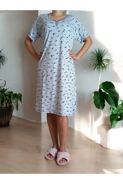 enmodaiçgiyim Rochie de damă cu model în dungi multicolore