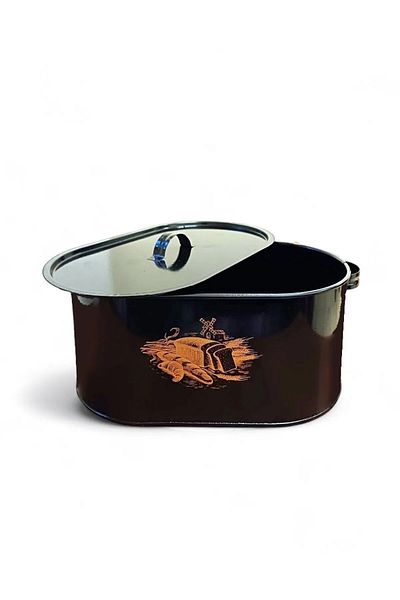TOPTANFONİ Metal Large Size Covered Patterned Bread Dish Black