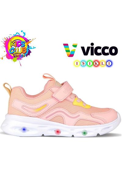Vicco Rony Lighted Orthopedic Kids Sneakers Pudra