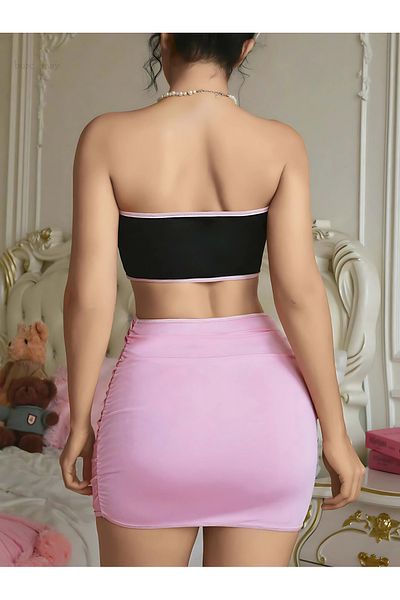 Burcumay Costum rochie de damă cu fundă sexy cu fustă bustieră