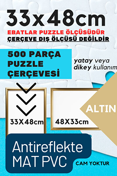 CreaWitch Puzzle Çerçevesi - 33x48 Cm 500 Parça Renkli Siyah Kahverengi Altın Beyaz Şeffaf Pvc