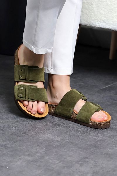 Land of Cork Παντόφλες Unisex Ανατομικές Γνήσιες Δερμάτινες Σουέντ - Φυσική Σόλα από φελλό