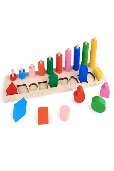 Okçu Educational Wooden Logarithm Board with Tangram Gift