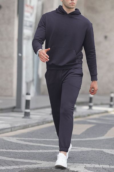 ruNadeS Men's Cotton Oversize Kangaroo Pocket Hooded Tracksuit Set - Casual