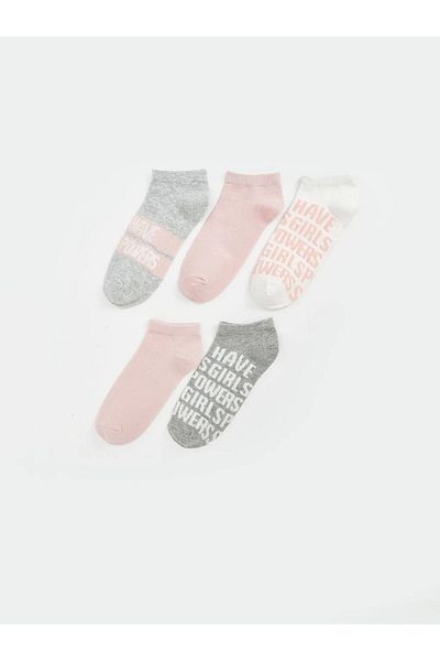 LC Waikiki Lcw Dream Gray Printed Women's Booties Socks 5 Pack