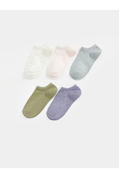 LC Waikiki Lcw Dream Ecru Polka Dot Women's Booties Socks 5 Pack