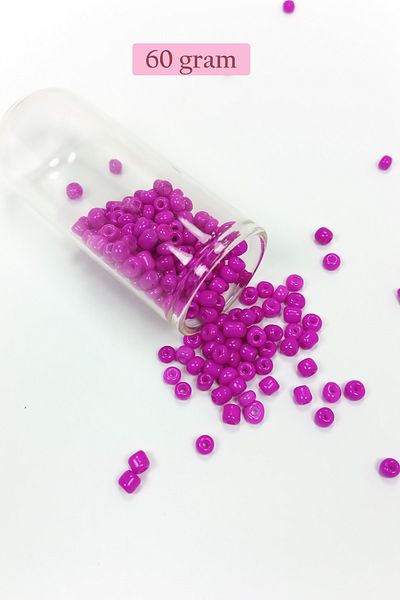 Royaleks 4 mm - 60 Grams Fuchsia Large Size Cast Glass Sand Beads - Bnc135