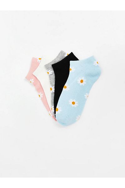 LC Waikiki LCW DREAM Blue Floral Γυναικείες Μποτάκια Κάλτσες 5 Συσκευασία