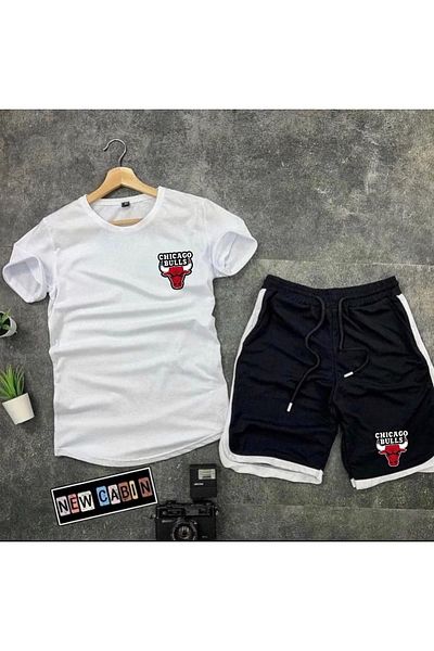 YOHO SPORT New Season Trend Bulls Σετ μπλουζάκι και σορτς με στάμπα 2 τεμαχίων - Πολυεστερικό ύφασμα Interlock