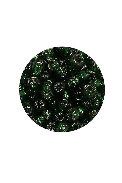 Royaleks 4 mm - 60 Grams Clear Dark Green Large Size Cast Glass Sand Beads - Bnc136