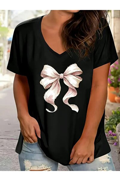 WOODROFFE تي شيرت نسائي برقبة على شكل حرف V مقاس كبير فضفاض للموسم الجديد